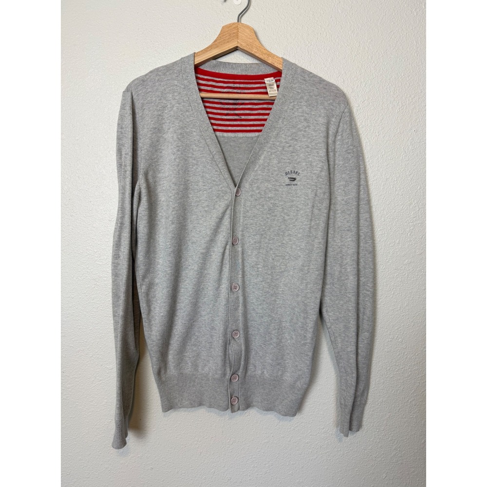 Diesel Mens Gray V-Neck‎ Button Front Cardigan Sweater Size M RN93243 CA25594